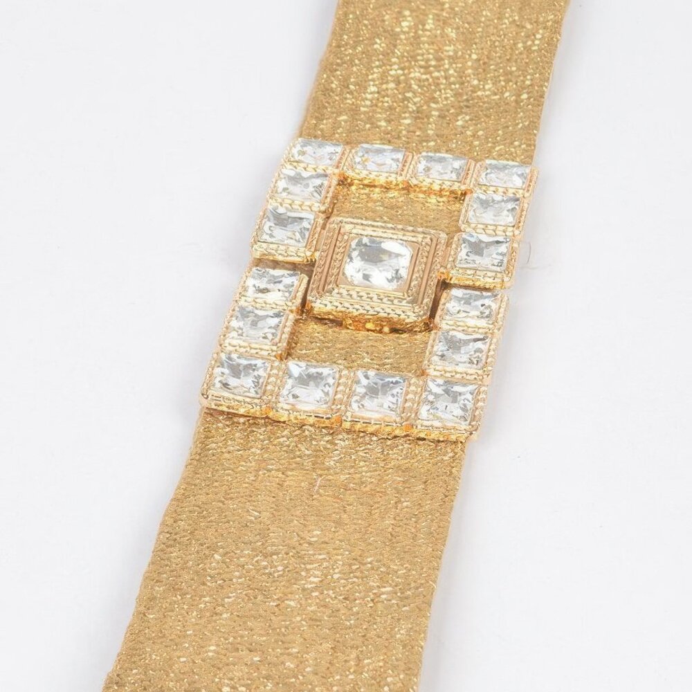 Stone Buckle Elastic Faux Straw Belt